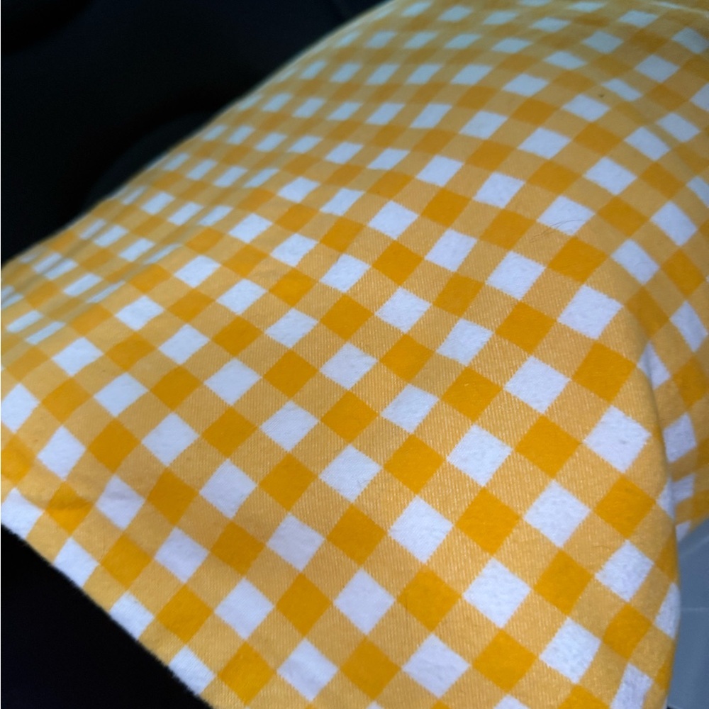 The Company Store Yellow and White Checkered Flannel Queen Duvet and Sham